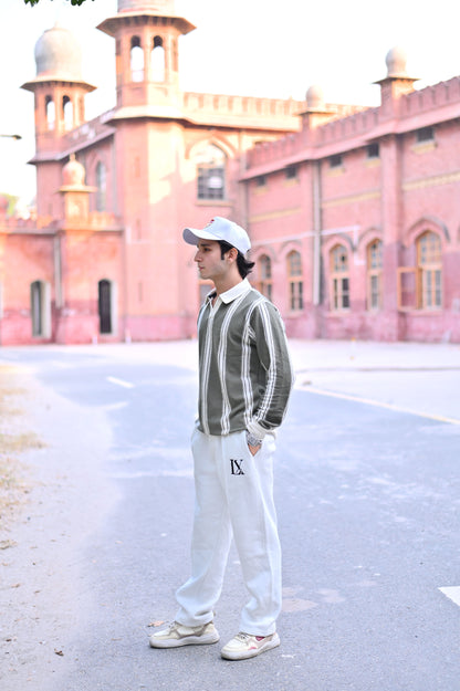 White Baggy + Olive Polo