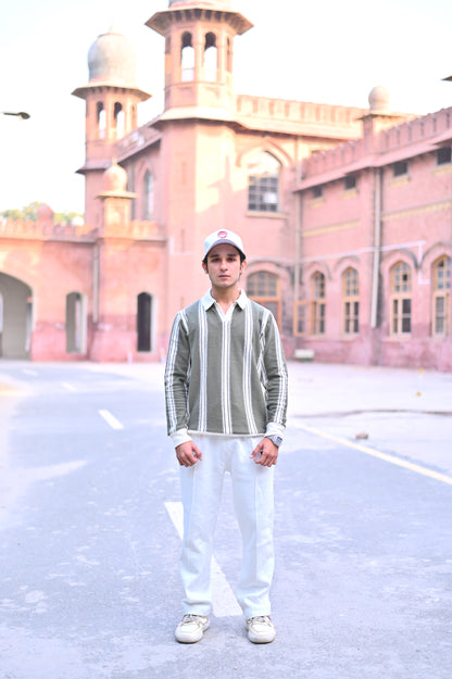 White Baggy + Olive Polo